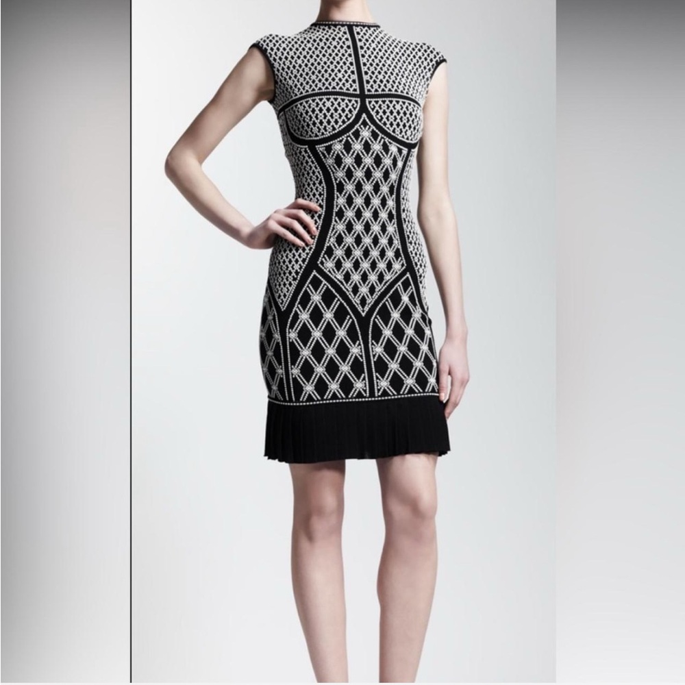 Alexander McQueen Dress Black Pearl Sheath INTARSIA Knit Moira Schitt's Creek
